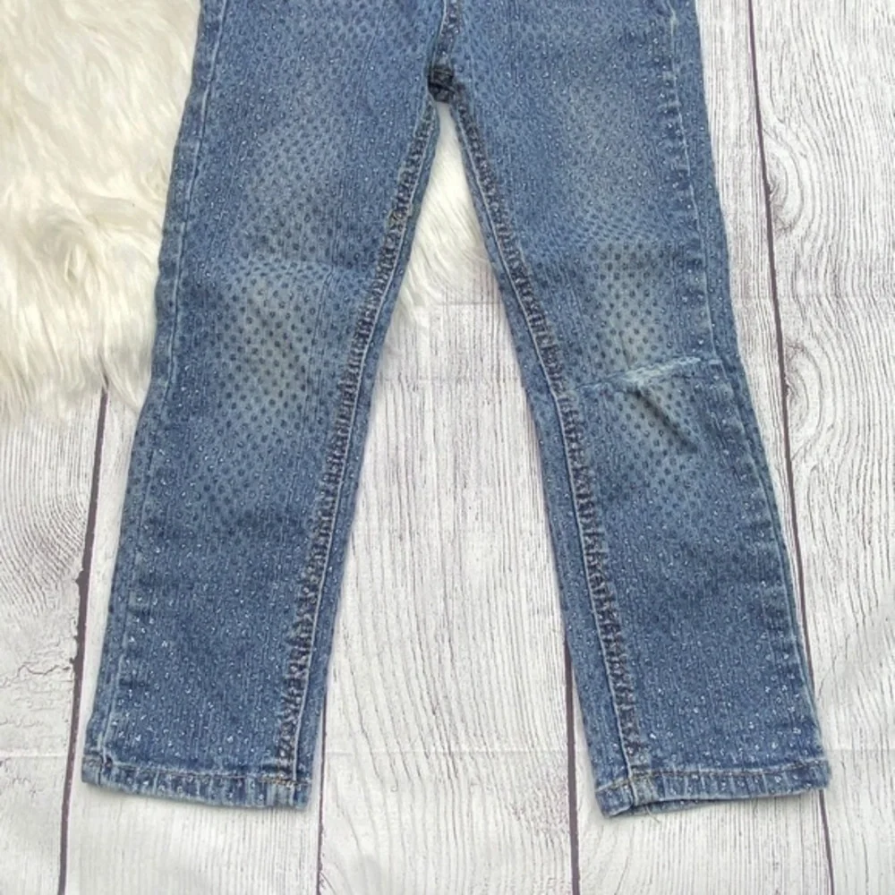 Arizona Jeans Co Skinny Jeans Toddler Girls Size 4T Silver Glitter Polka Dots